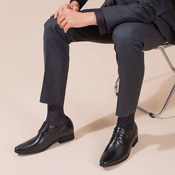 US11 CHAMARIPA 8cm/3.15inches Elevator Shoes Black Oxford Dress Shoes main image 5